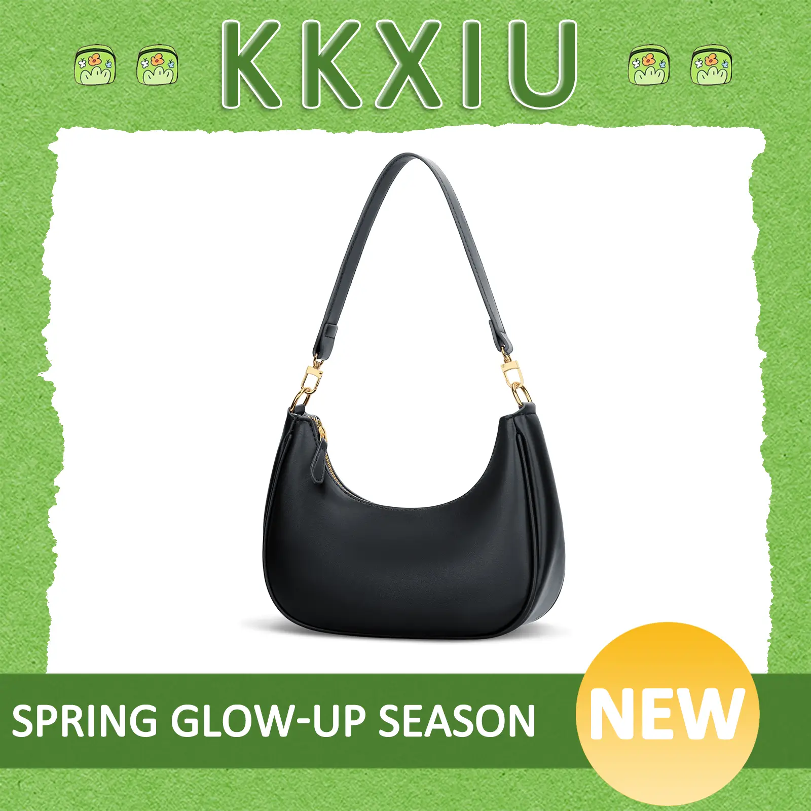 KKXIU Shoulder Bag for Women Small Purse Cute Clutch Hobo Handbag Trendy Crescent Bag luna purse