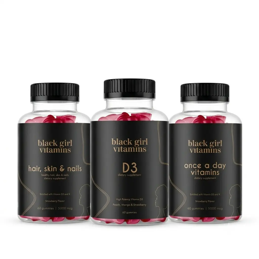 Black Girl Vitamins Look Good Feel Good Women's Healthcare Supplement Bundle - Once-a-Day Multivitamin, 2000IU Vitamin D3, Hair Skin & Nails Support, Energy & Immunity Boost