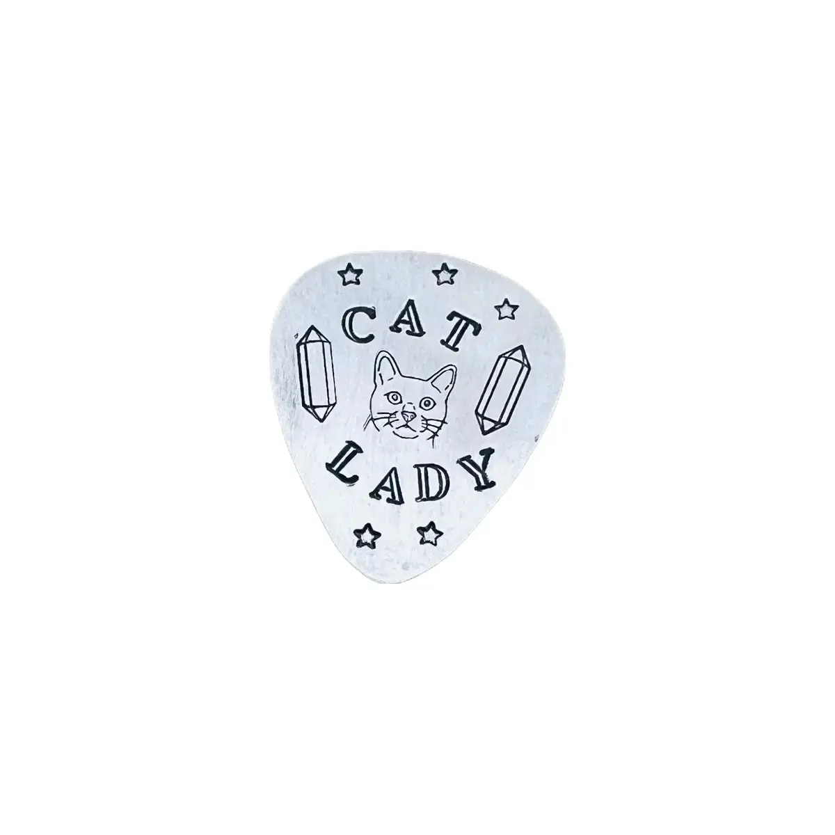 Cat Lady or Cat Dad Guitar Pick - Customizable Guitar Pick with Cat and Crystal Designs