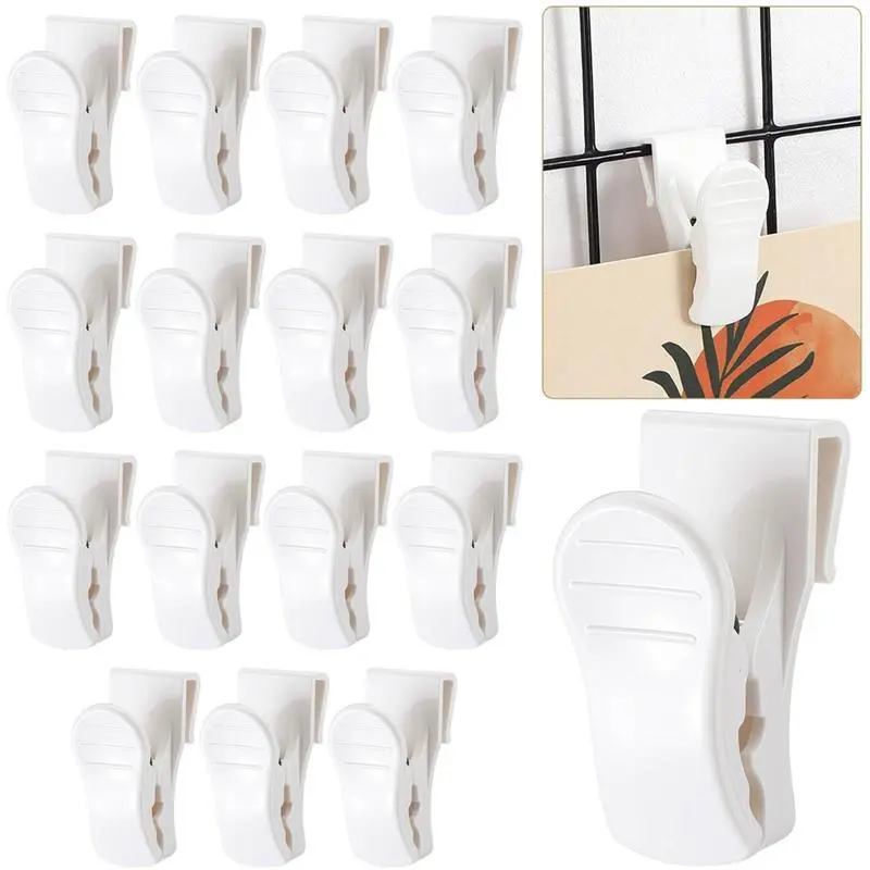 16Pcs Plastic Decorative Gridwall Accessories - Hangable Hooks, Clips, Sign Holder Organiser for Grid Wall Panel Wire Rack, Retail Room Home Supplies