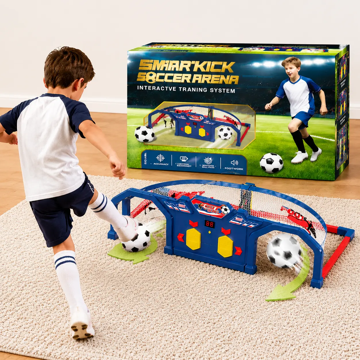 Soccer Trainer ball Set, Smart Football Trainer with Electronic Scoring & Reaction Light Challenge | Indoor Outdoor Goal Toy for Agility, First Touch & Coordination Skills official match soccer ball, Birthday Gifts, Christmas Gifts
