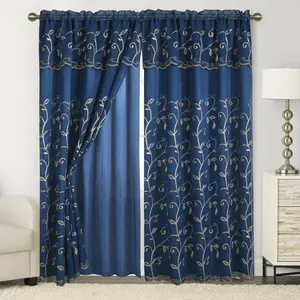 Mocassi Set of 2 Lucia Curtain Panels  with Attached Valance 54" W x 84" L