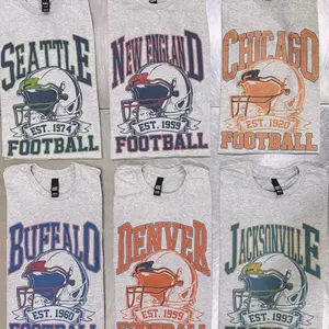 Vintage Football Heather Gray  Helmet Graphic Tee Football City Helmet Tshirt Retro Football City Top Heather Gray Unisex Sports Casual Shirt