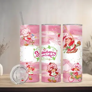 Strawberry Shortcake Tumbler 20oz - Cute Character Design, Reusable Drinkware, Portable Cup