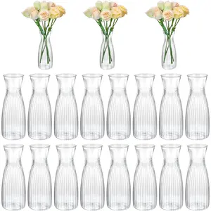 16Pcs Plastic Bud Vases Small Plastic Vases in Bulk, Clear Container for Flowers Height Shatterproof Bud Vase Wedding Centerpieces for Home Decor Living Room Office Decoration, Housewarming Party Gift