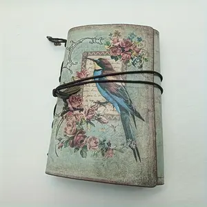Elegant Vintage Notebook with Bird & Floral Pattern PU Leather Cover Portable Notepad for Office Study and Personal Use Compact and Stylish Design outdoorfun