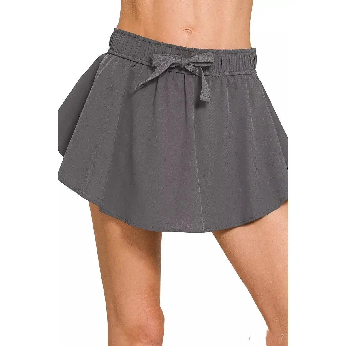 Active Skorts | Ash Grey | Built-In Shorts | Bow Detail | S-L