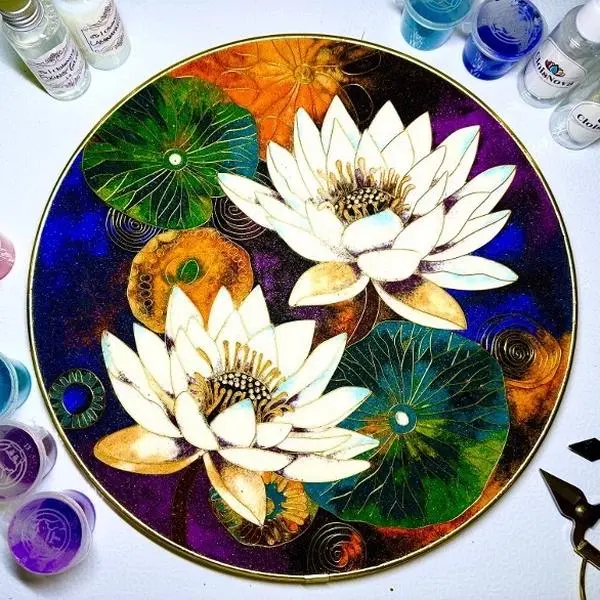 Cloisonné DIY Craft Gift Kit for Adults - Modern Lotus with Decorative Elements and Easy-to-Use Techniques
