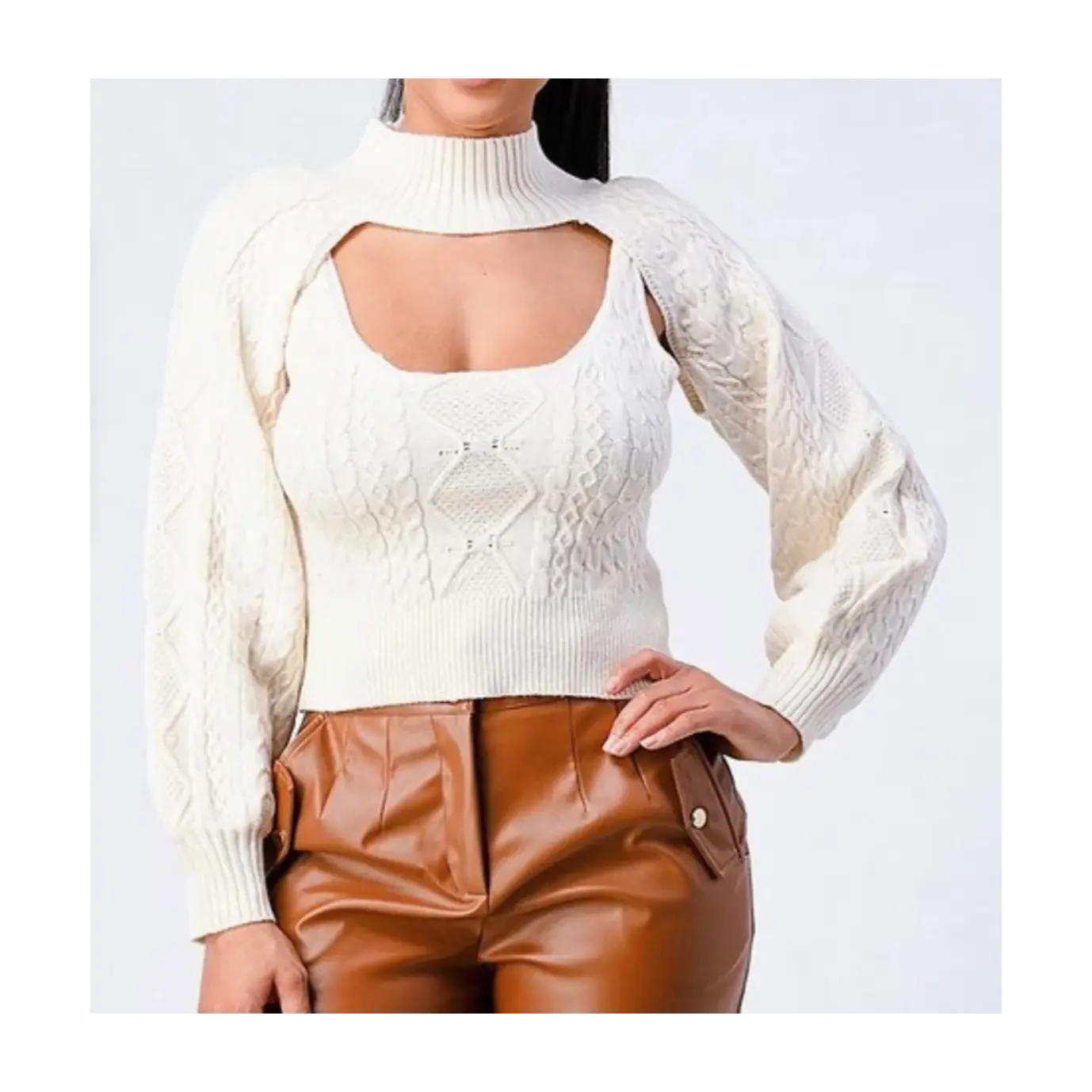 Sexy Cut Out Turtle Neck