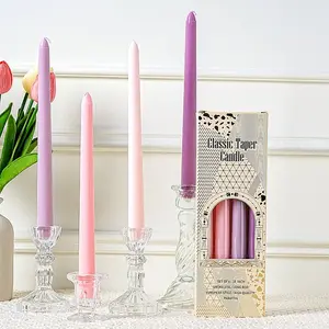 25cm European Long Stick Wedding Cone Candle No Smoke Home Atmosphere Decor Romantic Candlestick Wax Candles