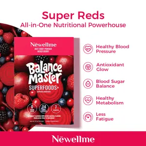Newellme Super Red Food Powder Supports Blood Pressure Benefits Leg Veins Heart & Blood Vessel Health Extracts of Beetroot 14 Bottles per Box for Optimum