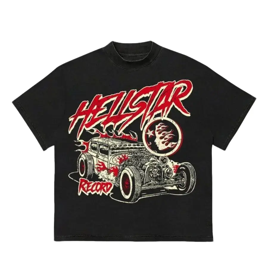 New Hell=star Graphic T-Shirt, Y2K Streetwear Tee, Vintage Print Cotton Short Sleeve Top, Hip Hop Casual Unisex Summer Tee, Retro Graphic Shirt For Men, Women
