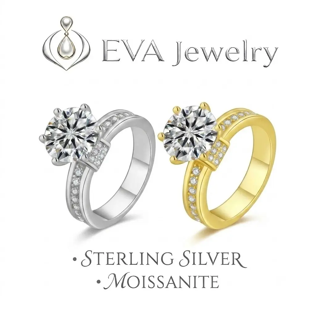 [EVA Jewelry] Wish 925 Sterling Silver Synthetic Moissanite Ring