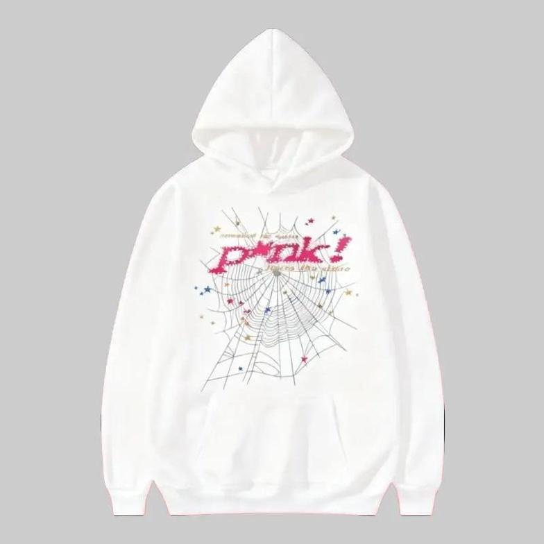 Pink Spider Hoodie , Spiderweb Hoodie, Unisex Oversized Streetwear Pullover, Hip-Hop Gothic Graphic Top for Couples