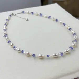 Bluebonnet Rain Tanzanite Pearl Necklace s925