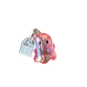 Pink Ghost Dangle Dust Plug Charm Smartphone Cellphone Charm Cellphone Accessory