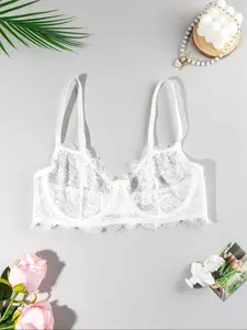 Lace Push-Up Bra, Breathable Comfort, Steel Ring Lift, Multiple Sizes Available, Women's Essential Underwear, Casual Style, All Seasons, Lace Bras
