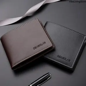 2 Pack Slim PU Leather Men's Short Wallet, Thin Bifold Folding Credit Card Holder Wallet for Young Men, Minimalist Front Pocket Wallet for Daily Use