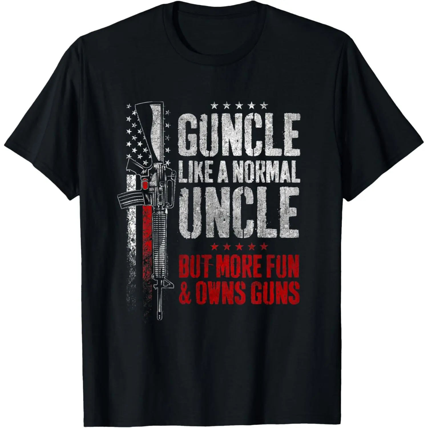 Guncle Like Normal Uncle More Fun Owns Guns Funny Vintage T-Shirt,Made in USA