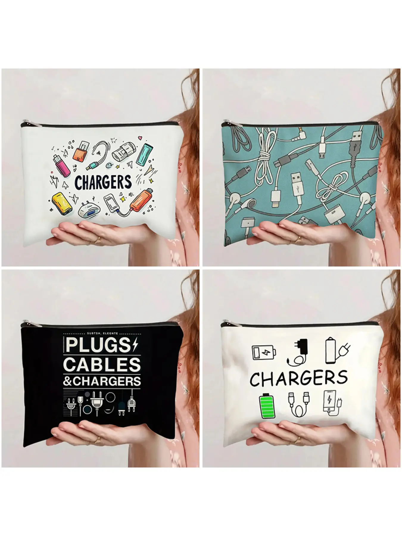Charger makeup bag, zippered toiletries bag, lipstick storage bag, stationery bag, customizable simple makeup bag, Makeup Pouch, Makeup Organizer, Cosmetic Pouch, Handheld Cosmetic Pouch, Cosmetics Bag