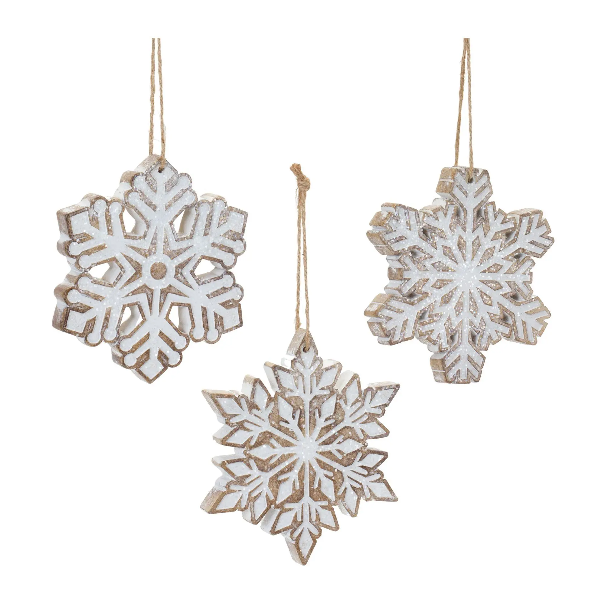 Melrose Glittered Snowflake Ornament (Set of 3) Melrose Glittered Snowflake Ornament (Set of 3)