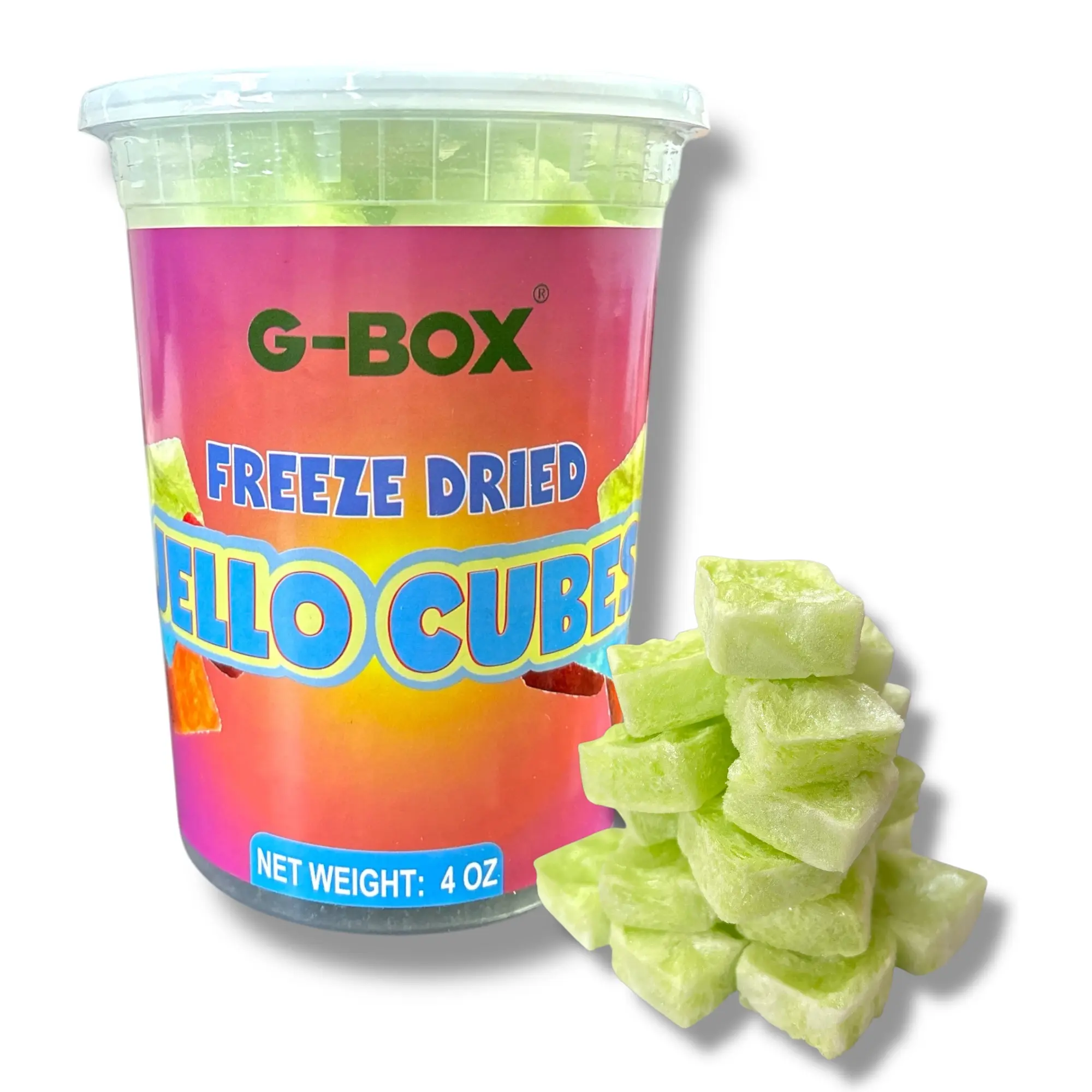 G-Box Freeze Dried Jello Cubes Watermelon Flavor - USA-Made Freeze-Dried Candy - Handmade Freeze Dried Frozen Jello Sweet and Sour Snack