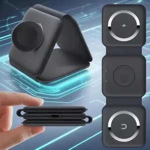 3-in-1 Wireless Charger, Foldable Magnetic Charging Station, Portable Storage Box Design, Perfect for Travel and On-the-Go Charging