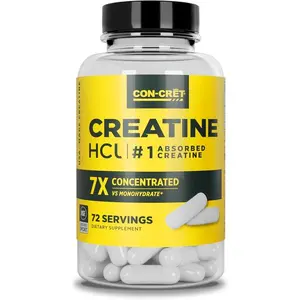 CON-CRET Creatine HCl Capsules, NSF Certified Creatine Supplement for Muscle & Cognitive Support, 72 Count