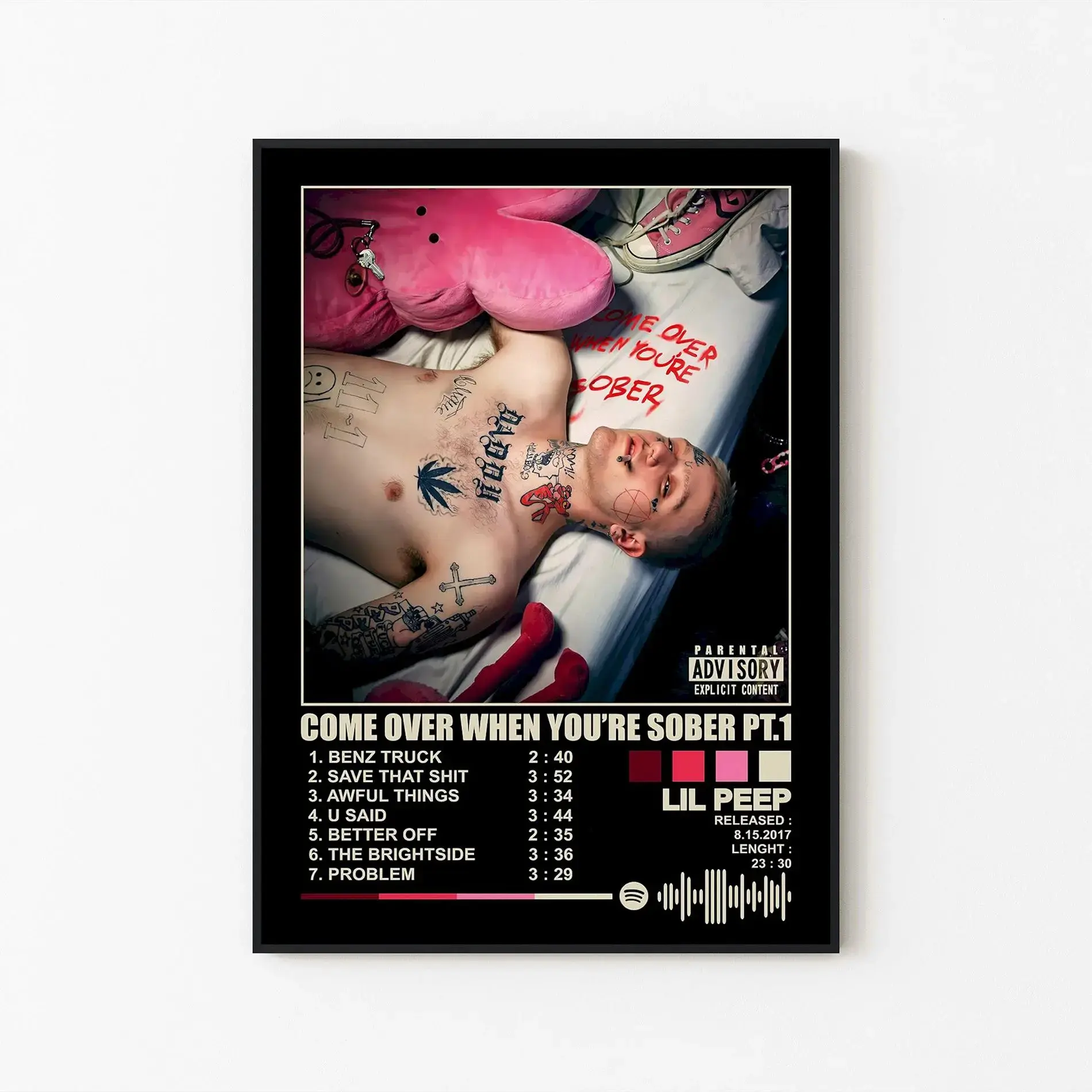 Lil Peep Come Over When You're Sober Album Poster, Emo Rap Wall Art, Sad Aesthetic Decor, Gift For Alternative Rap Fans