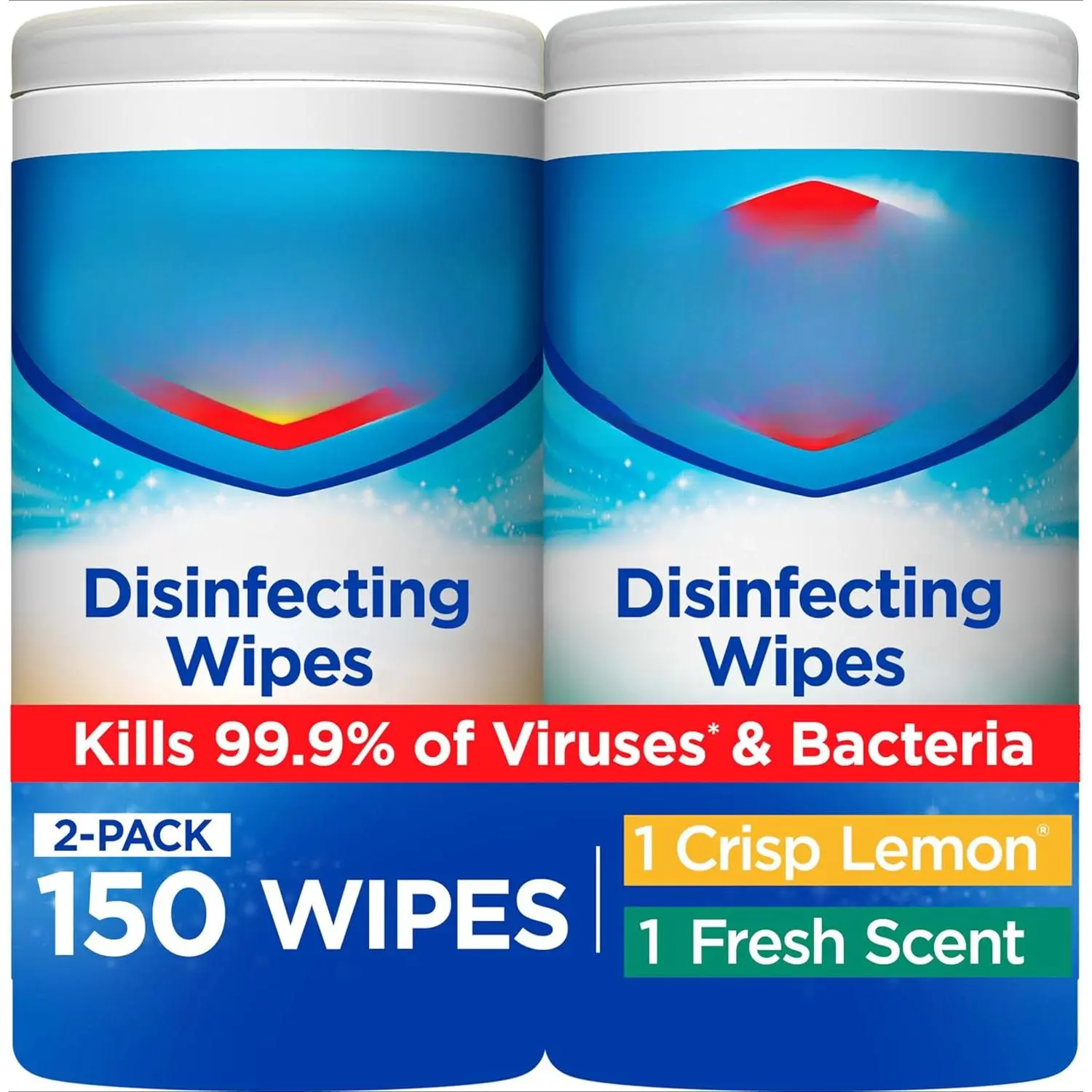 Disinfecting Wipes Value Pack, Bleach Free Cleaning Wipes, 75 Count Each, Pack of 2, Packaging May Vary
