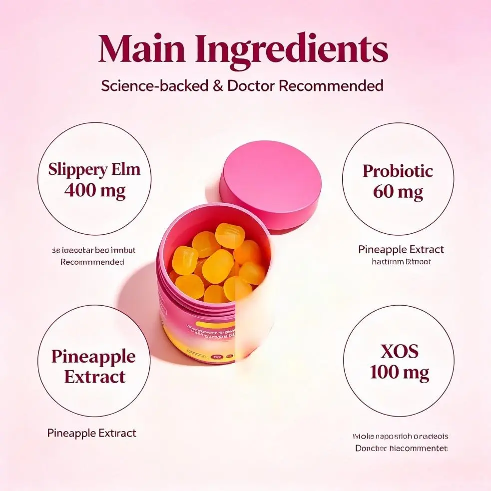 Her Juicy Feminine Probiotics Gummies- Multi-Strain Balancing Solution with Slippery Elm and Prebiotics&Lactobacillus Probiotic Blend for Women's Healthy pH and Natural Hydration - Hawaiian Pineapple Gummies 60 Counts