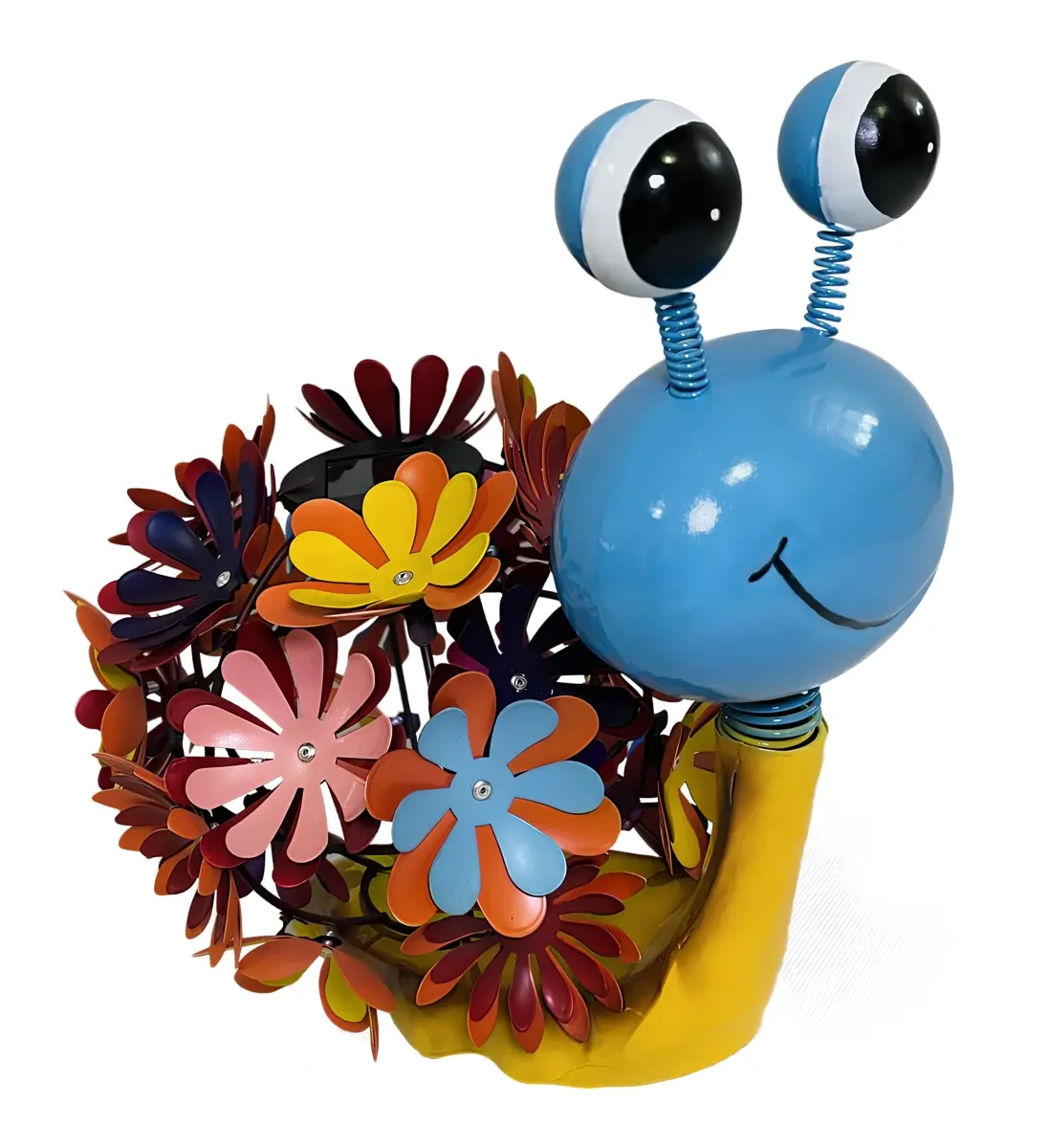 Continental Art Center 24603S Solar Lighted Snail Garden Statue with Colorful Metal Enameled Flower Body, Yard Art, Decorative Gardening-Themed Statues