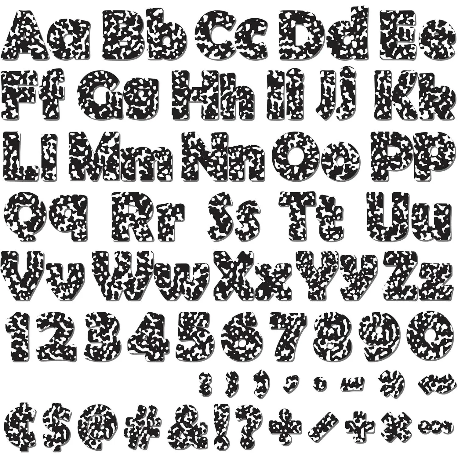 260 count Bulletin Board Letters for Classroom 4" Letter Combo Pack Set Composition Black and White Classroom Decorations Alphabet Number Symbol Letter for Bulletin Board Cutout Card for Classroom Decor