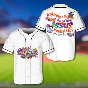 Illumination Station Christian Baseball Jersey, Shining A Light on Jesus Jersey, Family Group Christian Team Matching Outfit, VBS Shirt
