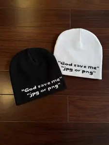 Funny Programmer Meme Knitted Beanie Hat, God Save Me Jpg or Png, Options, Autumn Winter Warm Unisex Cap