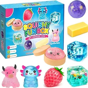 8-Piece Set Box Malt Sugar Stress Relief Fidget Toys, Sensory Bundle, Creative Slow-Return Squishy, Party Gift, 8 Different Styles