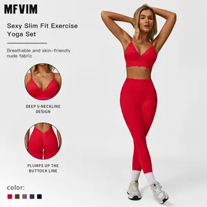 MFVIM Women's Christmas Fitness Set 2-Piece Seamless Skin-Exposed Backless Vest Sports Bra & High-Waist Cycling Shorts Yoga Pants Comfortable Sportswear for Yoga Running & Casual Wear Christmas Gifts SpringStatements