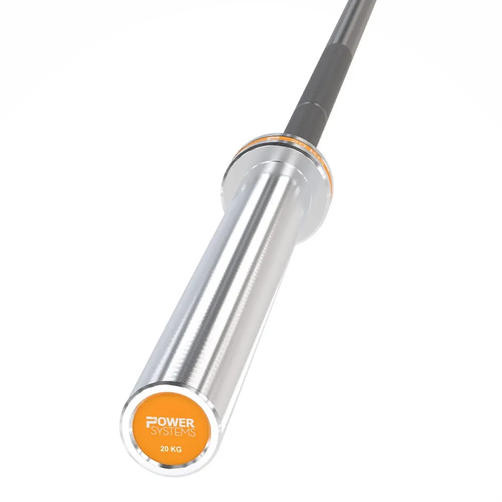 Power Systems 20kg Men’s Hybrid Olympic Barbell, 86" Black Zinc & Stainless Steel Weight Bar
