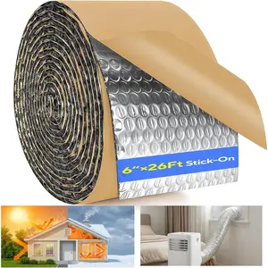 6" x 26' Pipe Insulation Wrap Double Bubble Foil Insulation Tape,Self-Adhesive Reflective Roll for Outdoor, HVAC Duct, AC Hose, Attics, Windows, Garages