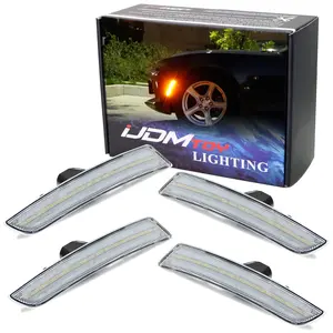 iJDMTOY Clear Lens Amber/Red Full LED Side Marker Light Kit For 2016-up Chevy Camaro, Powered by Total 180-SMD LED