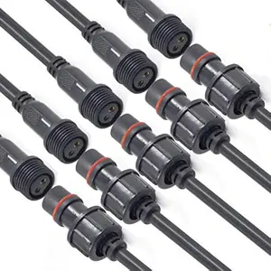 16AWG 2Wire Waterproof 2Pin Male Female Plug LED Connector IP68 20CM Extension Cable for Car Truck Boat Indoor Outdoor LED Strip Lights (5Pairs)