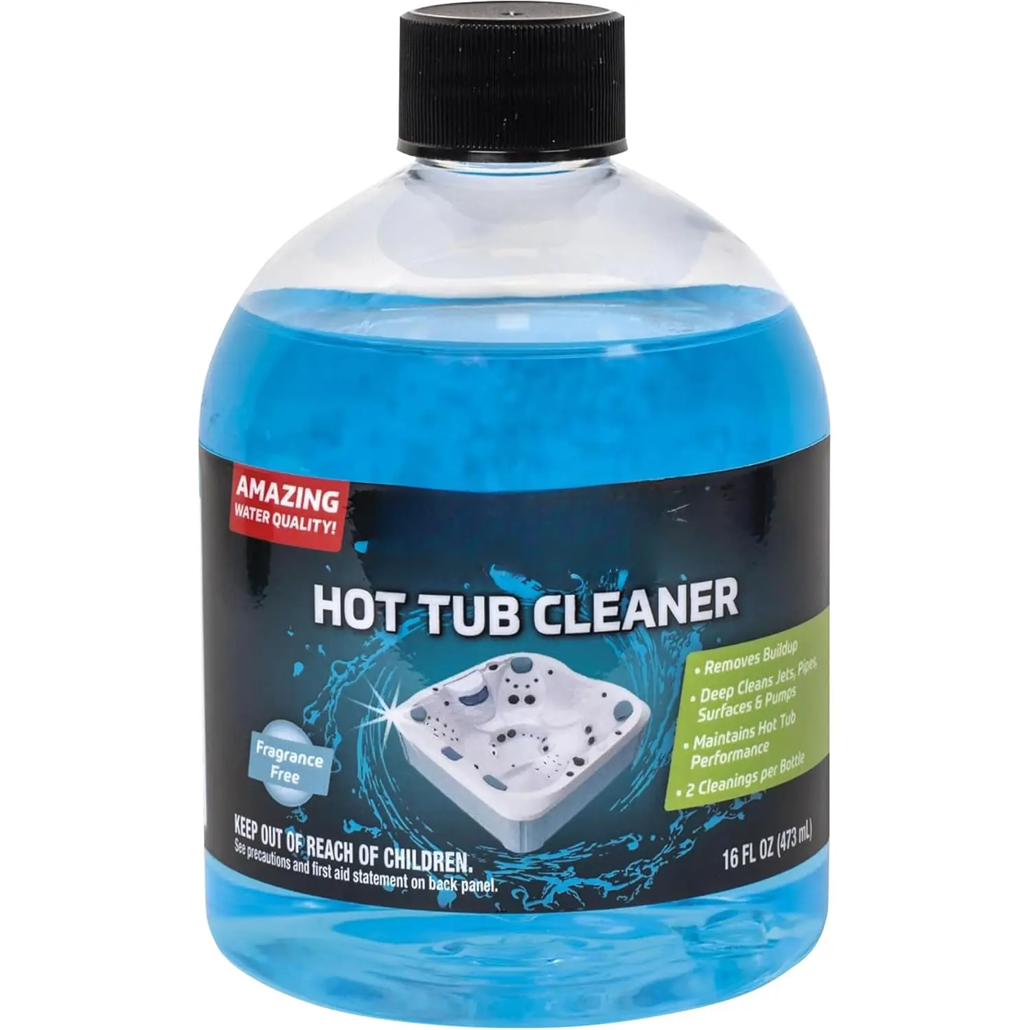 Hot Tub Cleaner - 2 Uses Per Bottle.  Cleaner, Removes Buildup for Instant Clear Water