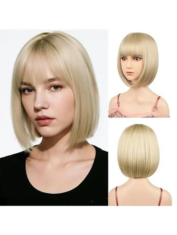 Bob Wigs Include Wig Cap 12 Inch Heat Resistant Synthetic  display picture 1