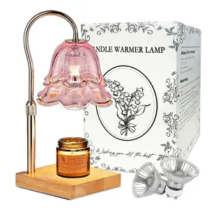 Mother's Day Gifts Gold Floral Candle Warmer Lamp with Timer Adjustable Base Safe No Flame Wax Melt for Continuous Fragrance & Home Aesthetic Enhancement