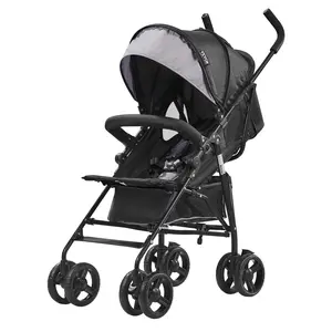 VEVOR Lightweight Stroller, Compact Easy Fold MultiPosition Recline Canopy Backrest, Carbon Steel Frame, Large Storage Basket,Cup Holder, Umbrella Toddler Baby Stroller for Travel, Light Gray/Black