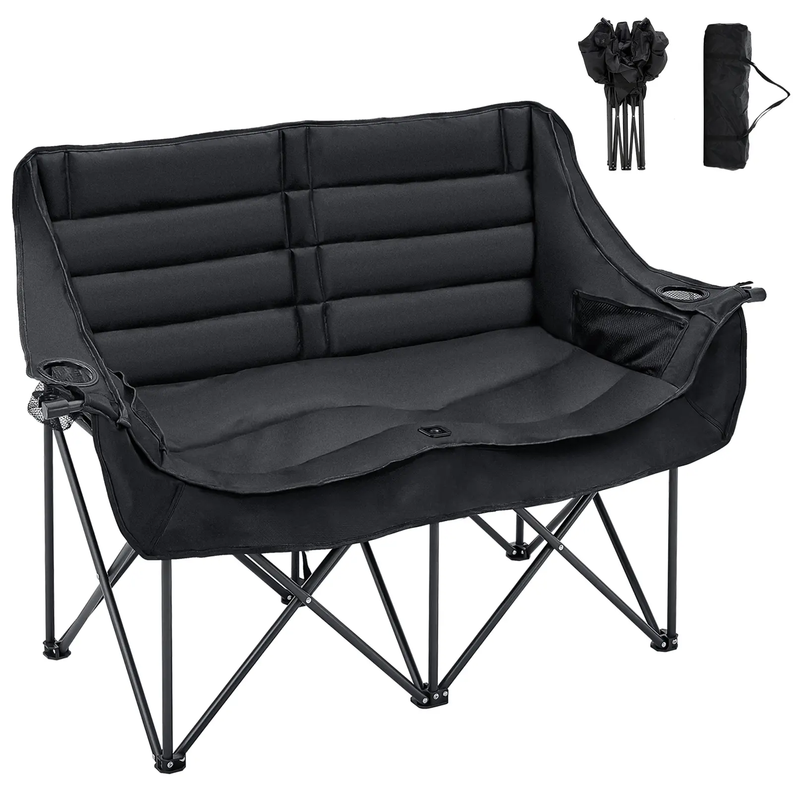 ABORON Double Camping Chair, XXL Oversized Two Person Camp Chair, Padded Folding Loveseat Portable Camping Couch Lawn Chairs for Outdoor Beach,Support 500 lbs summerwins