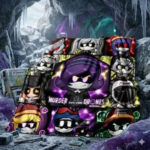 New Style Murder Drones Uzi Cartoon Soft Blankets Throw Blanket Comfortable Blanket for Picnic Beds Sofa Home Bedroom Skin-friendly Lightweight And Breathable