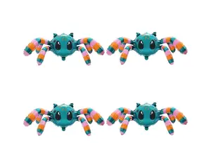 Cute Cartoon Hanging Spider Balloon Animal Airwalker Walking Balloon Happy Halloween Party Decoration, 4 Pack 4D Self Stand Spider Foil Balloons Arachnid Balloons Birthday Supplies