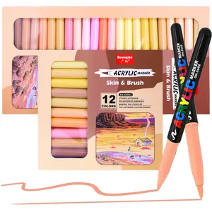 Skin Tones Art Markers, Brush Tip Acrylic Paint Pens,12 /24 Skin Colors Paint Markers Set, Quicky Dry for Wood, Glass, Fabric, Illustration Sketching, Drawing