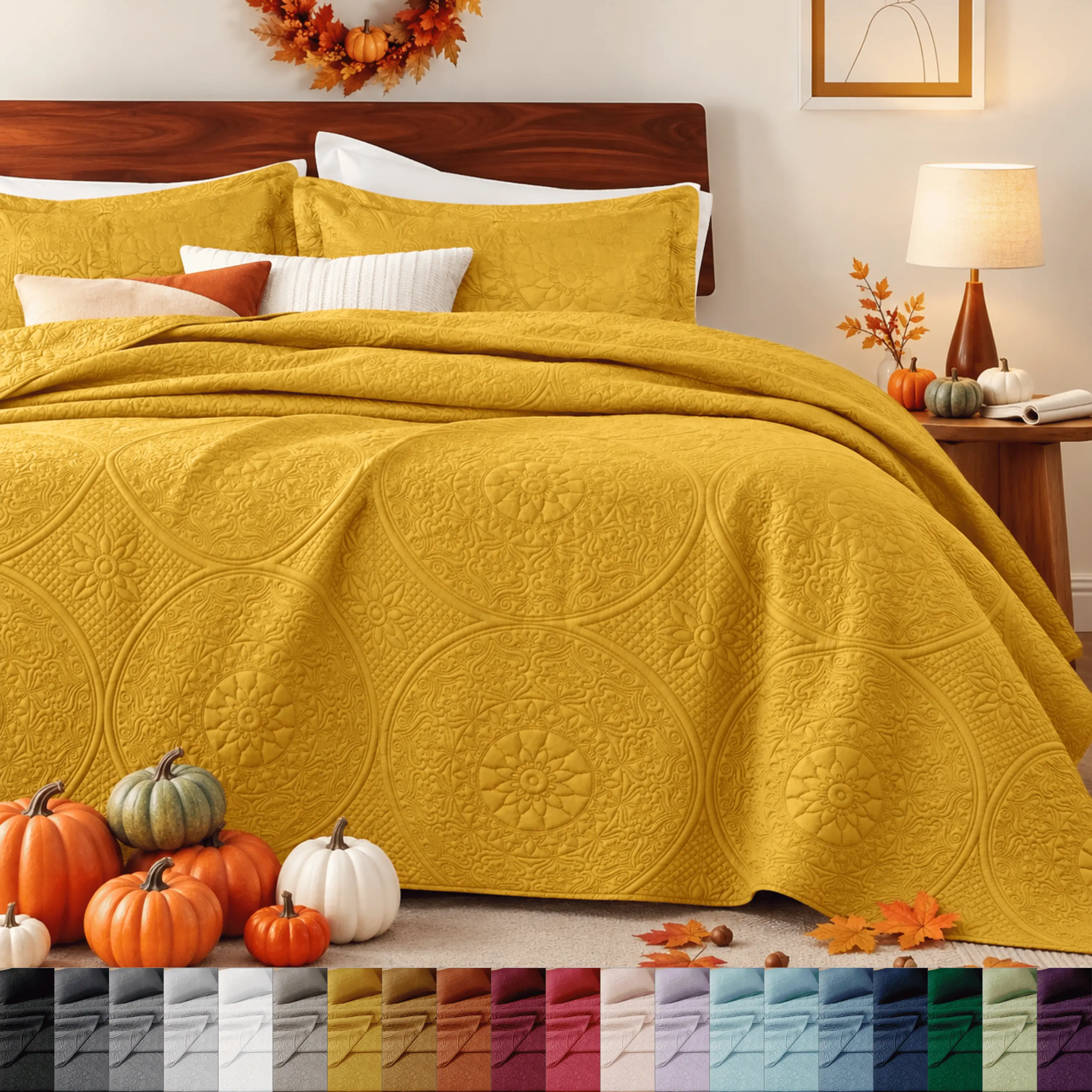 Lightweight Bedspread All Season Comfort - Quilted Coverlet Bedding Set - Oversized Breathable Bed Cover Quilt - Reversible Microfiber Bedspread